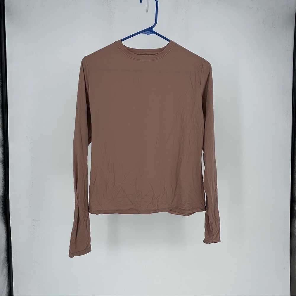 SKIMS Fits Everybody Long Sleeve T-Shirt in Cocoa size XL